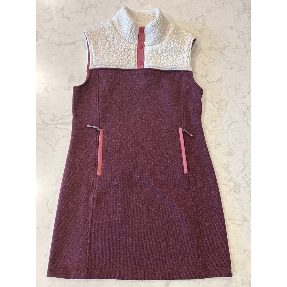 Title Nine Callitrix Sherpa Fleece Dress Sleeveless Hiking Granola Gorpcore M - Picture 2 of 9